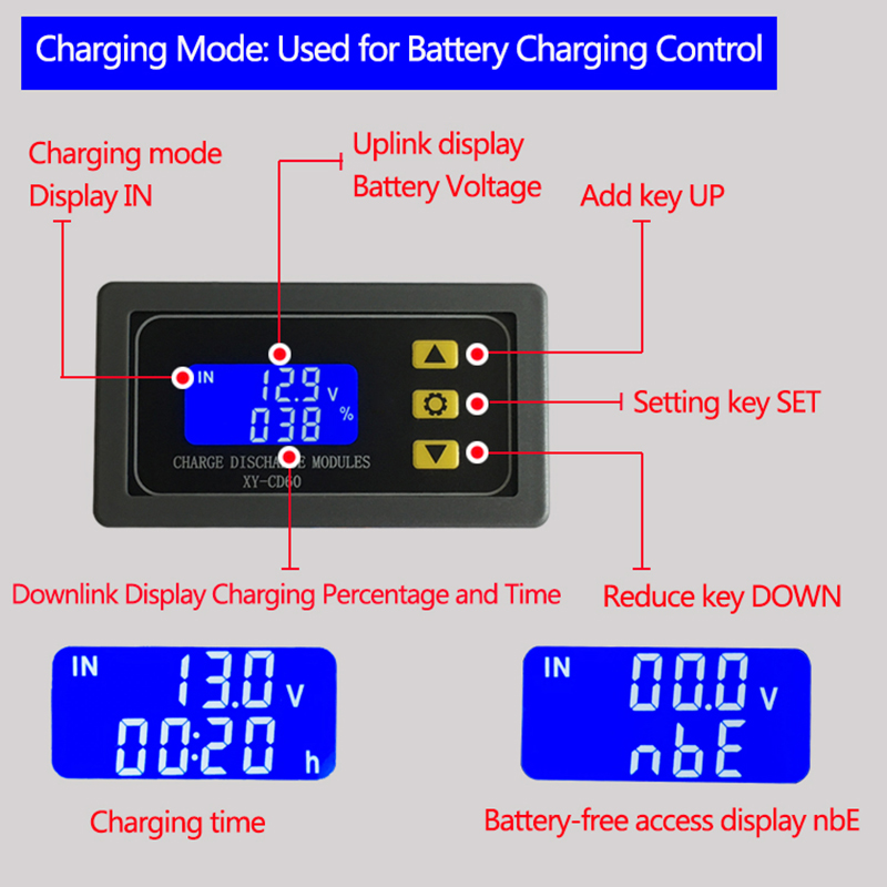Mô-đun điều khiển sạc pin Được cung cấp đầy đủ nguồn điện DC Bảo vệ điện áp DC Bo mạch bảo vệ chống cạn kiệt và điện áp CD60