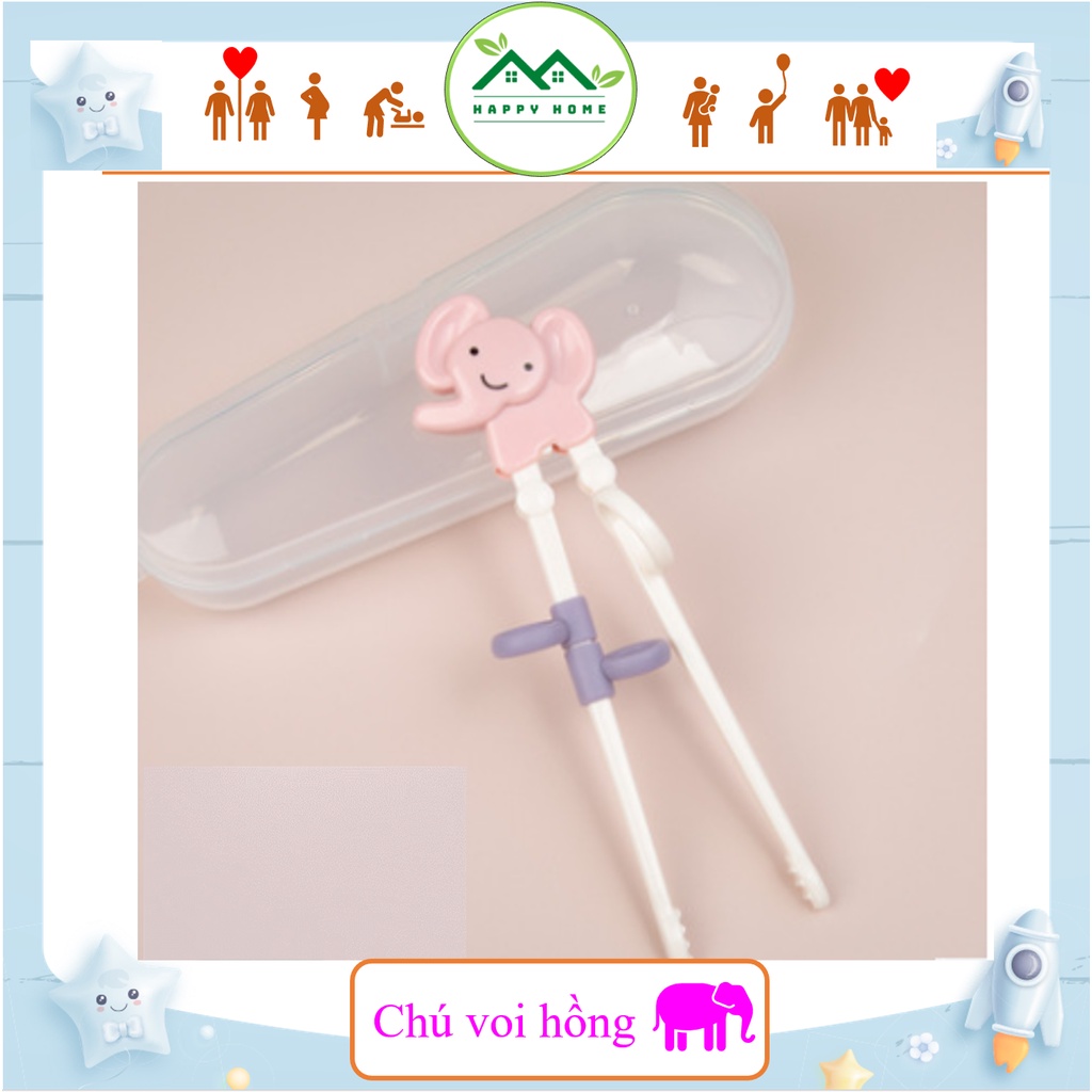 Đũa tập gắp, đũa ăn dặm xỏ ngón cho Bé yêu tập gắp đồ ăn kèm hộp đựng bảo quản