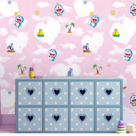 10M Giấy Dán Tường Doremon Hồng TK Khổ rộng 45cm 5288-1