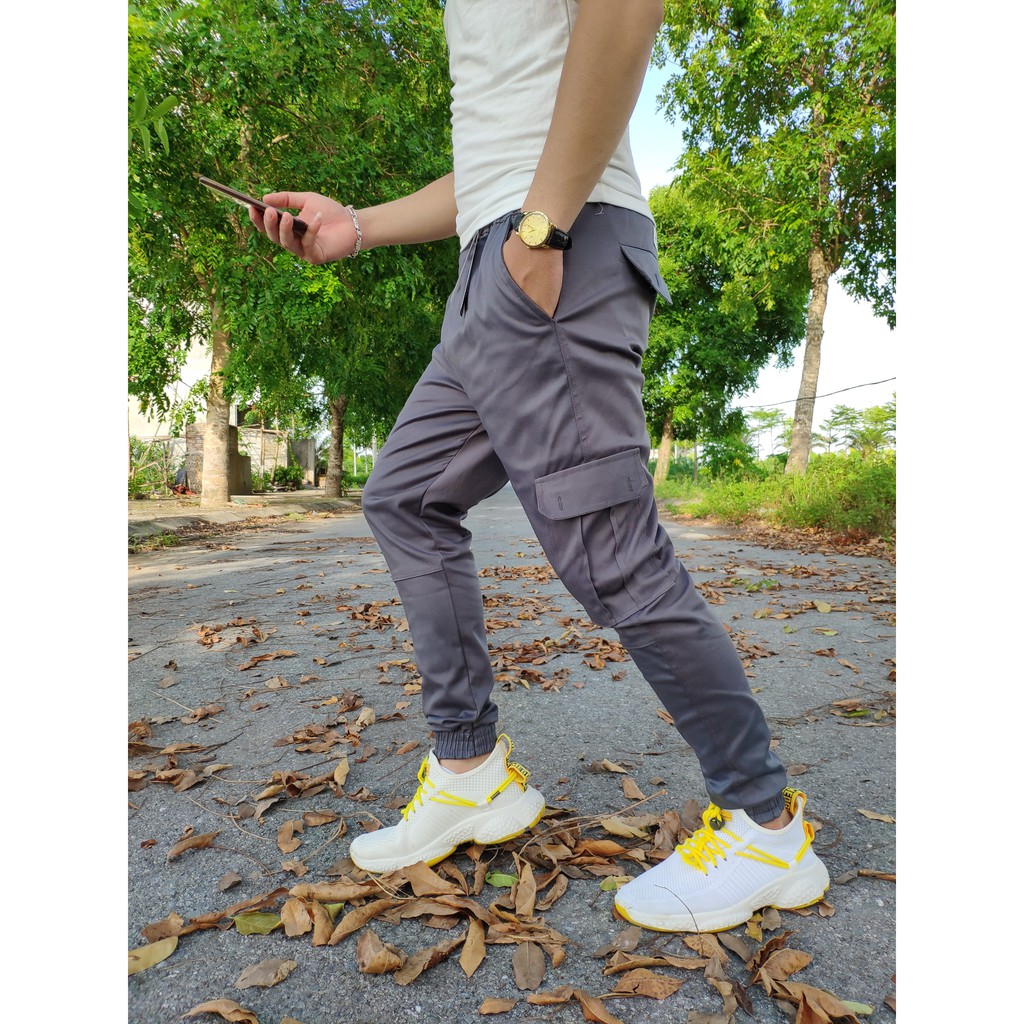 Quần jogger thể thao nam nhiều túi hộp , Quần kaki nam  bó ống co giãn vải đẹp ống dài mùa hè thu phong cách Hàn Quốc