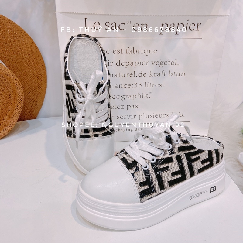 Giày sục thể thao độn đế 7cm ⚡️FREE SHIP⚡️hoạ tiết sang, tôn chiều cao, êm chân