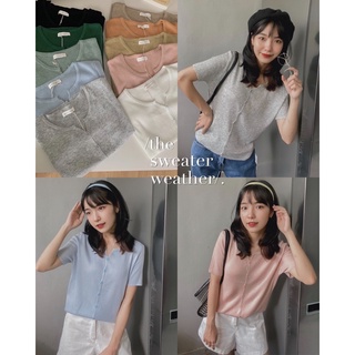 Áo len tăm cổ xẻ cài cúc CỘC TAY ( Ảnh thật )