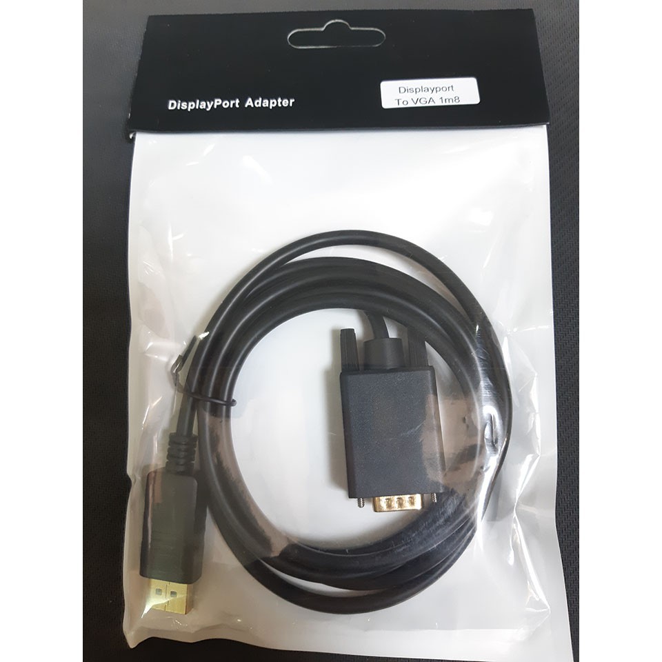 Cáp chuyển Displayport to VGA, DP ra VGA (đầu đực) dài 1m8