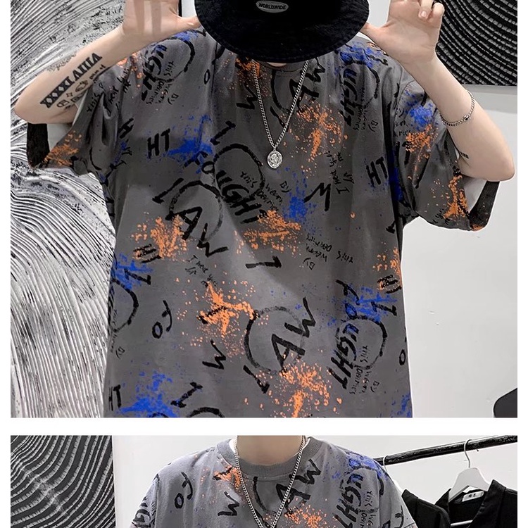 Áo thun nam tay ngắn in họa tiết graffiti phong cách thời trang M-7XL
