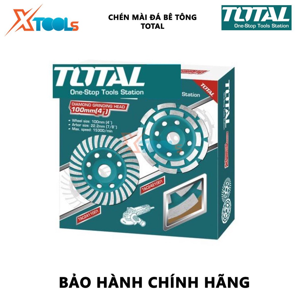Chén mài đá bê tông TOTAL | Chén mài Đường kính: 100-180mm Răng: 12-24 răng Lỗ cốt: 22.22mm [XTOOLS]