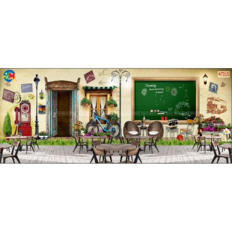 tranh dán quán cafe,trà sữa,trà chanh 3D