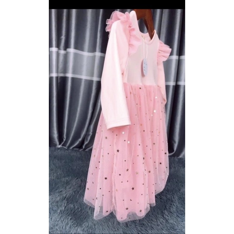 Váy Công Chúa Hồng Elsa Sao Lấp Lánh