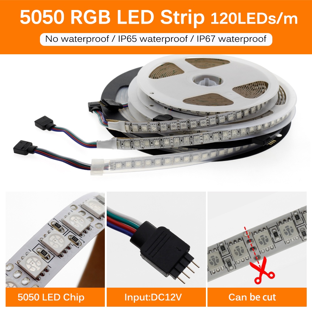 Dây đèn LED DC12V 5054 120LEDs/m 12V SMD 5050 RGB dài 5m chống thấm nước