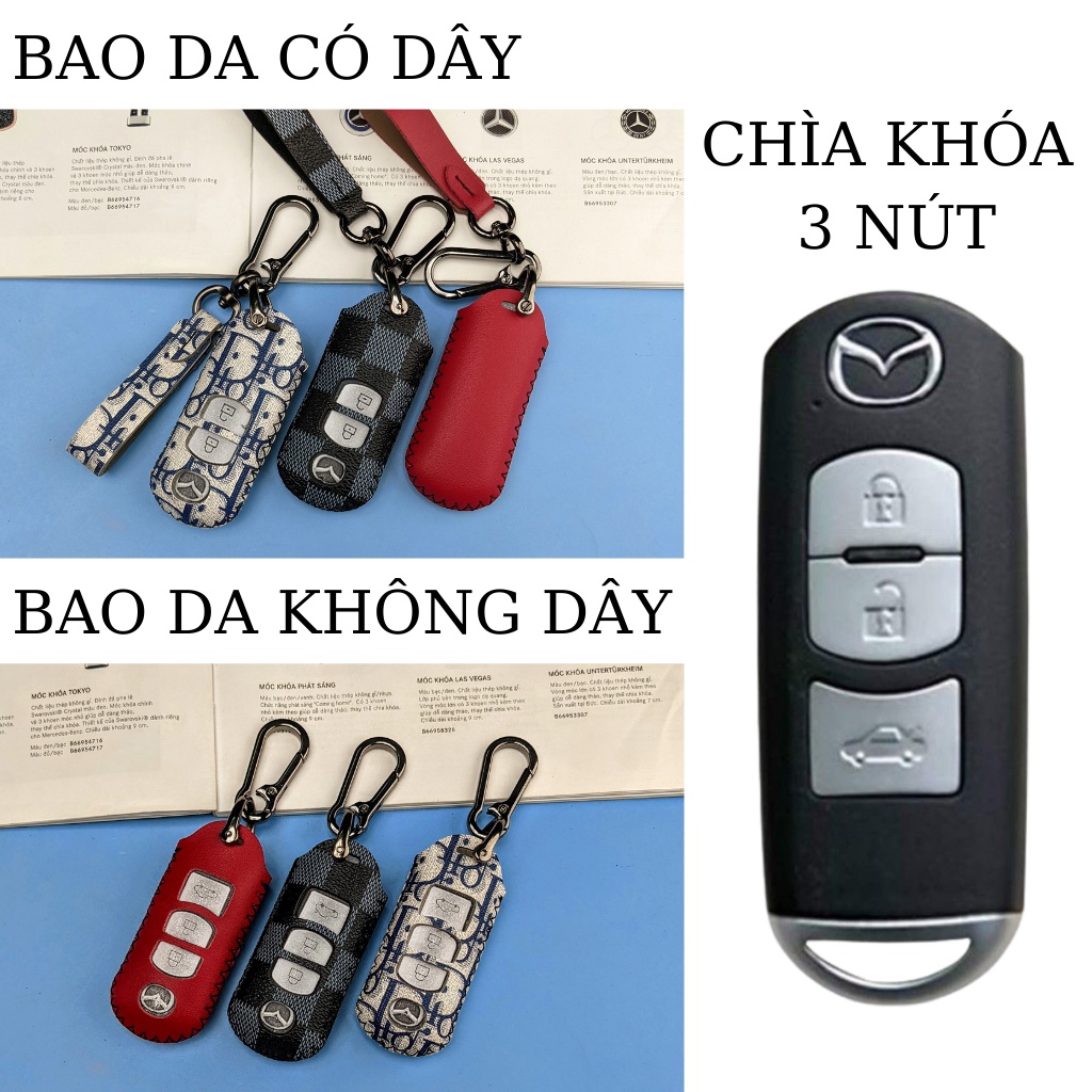 Bọc chìa khóa mazda cx5 mazda 2,mazda 3,mazda 6,Bao da chìa khóa mazda 3,mazda cx5 (MM3  Móc D)
