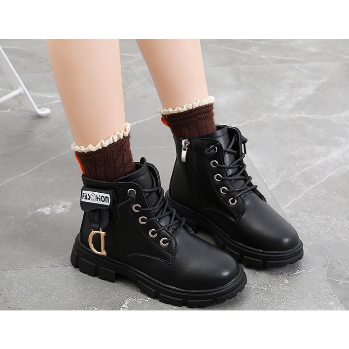 Giày bốt cao cấp cho bé gái khóa kéo dễ thương, da mềm , đế êm, phong cách hàn quốc HQ108