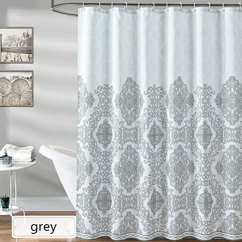 Waterproof thickness Classical Polyester digital printing polyester fabric Shower Curtain with hooks