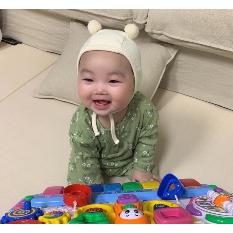 Mũ cotton 2 cục bông cho bé