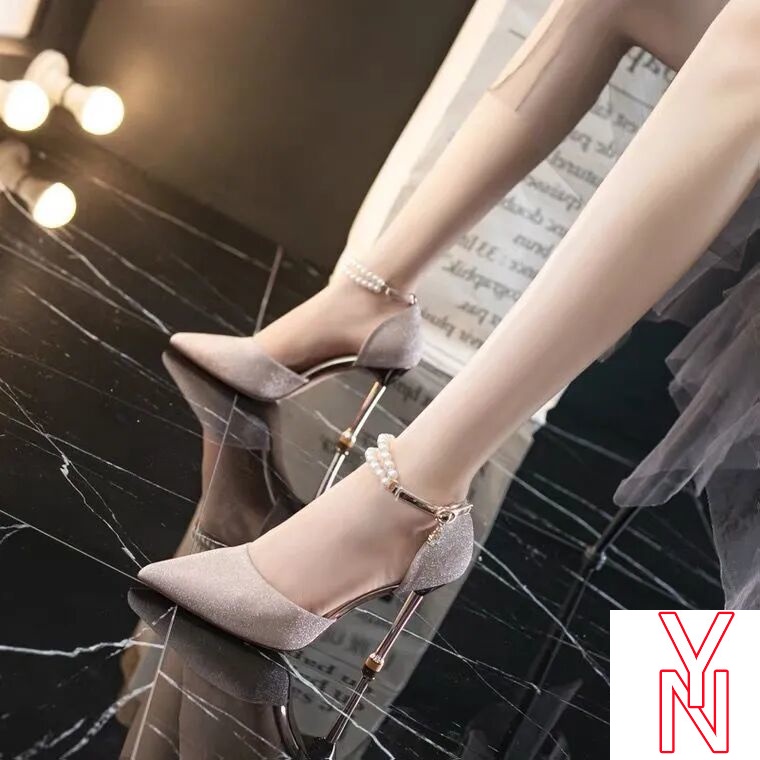 Giày Cao Gót Mũi Nhọn Quai Đính Ngọc Trai Nhân Tạo Phong Cách Pháp Thời Trang Mùa Hè Mới 2021 Dành Cho Bạn Nữ