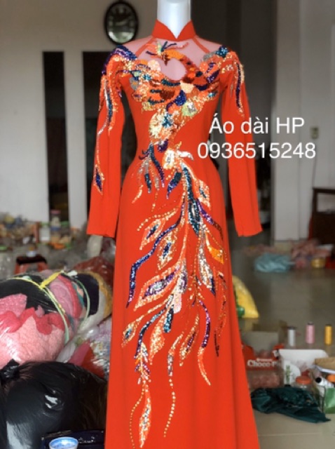 Áo dài cô dâu rồng phượng cao cấp