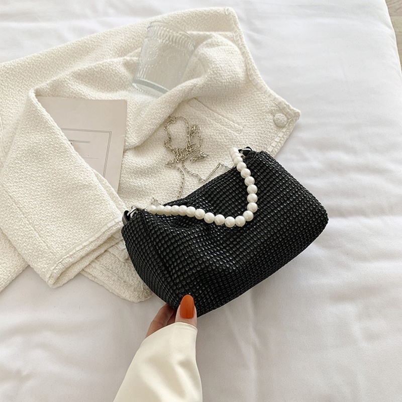 Túi Xách Kẹp Nách / Đeo Chéo Đính Ngọc Trai Tinh Tế Thời Trang Cho Nữ