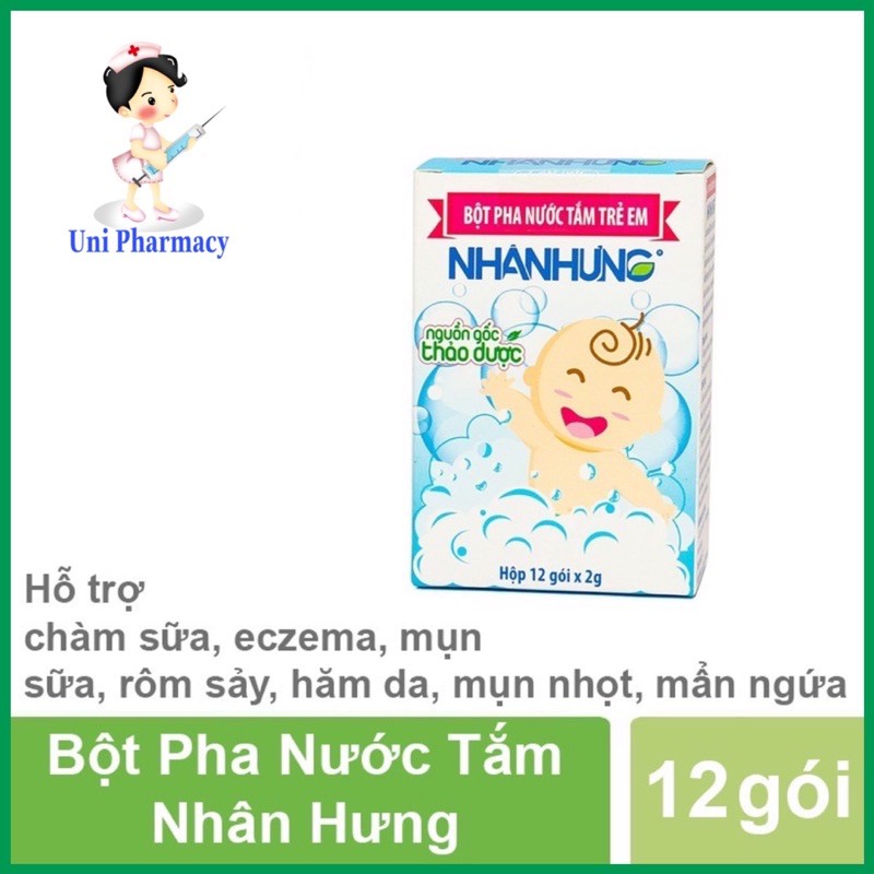 Bột pha nước tắm trẻ em Nhân Hưng (Hộp 12 và 30 gói)