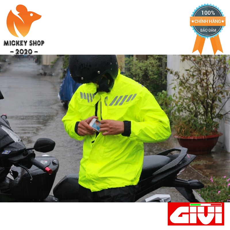 [ CHÍNH HÃNG ] ÁO MƯA BỘ GIVI CRS02 RAIN SUIT MÀU VÀNG NEON -  Nhẹ, chống thấm tốt