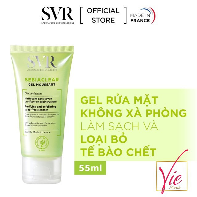 SVR Sebiaclear Gel Moussant làm sạch &amp; loại bỏ tế bào chết SVR SEBIACLEAR Gel Moussant 55ml