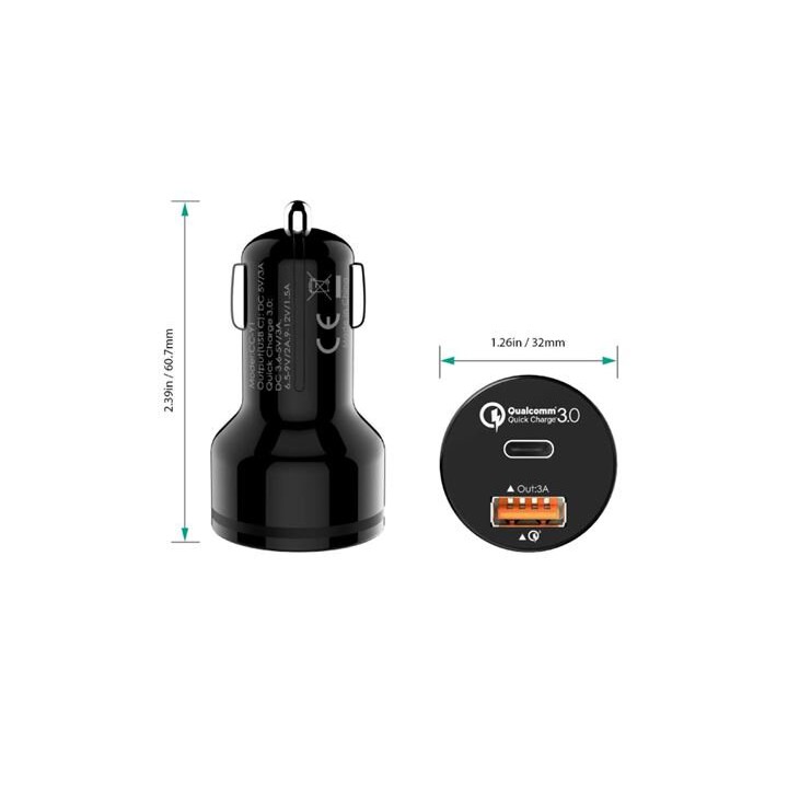 [New, nobox] Sạc Ô Tô Aukey CC-S1 / CC-Y1 Hỗ Trợ Sạc 5V/2.4A/12W AiPower / QC3.0 18W – Hàng Chính Hãng