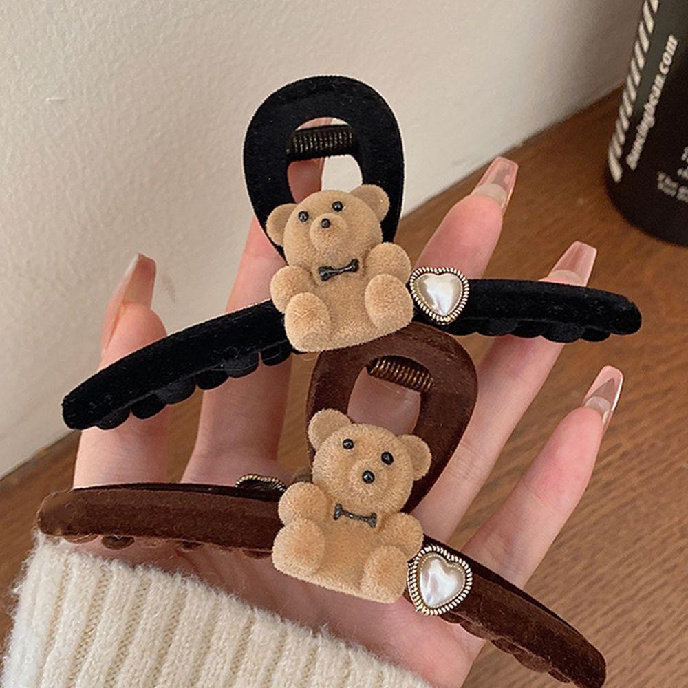 NICKOLAS Kẹp Tóc Hình Cá Mập / Gấu Thiết Kế Đơn Giản Ngọt Ngào Thời Trang Thu Đông