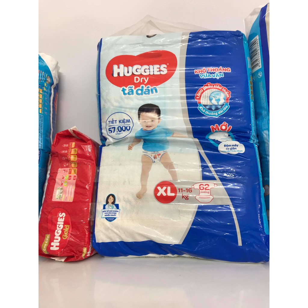 [TẶNG 6 MIẾNG HUGGIES GOLD] Tã Dán Huggies Dry Gói Cực Đại XL62