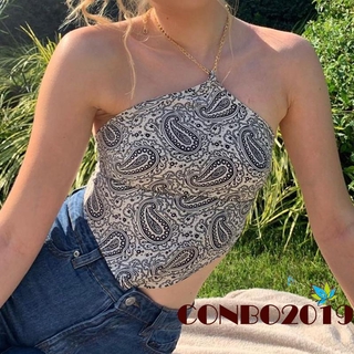 Áo yếm in họa tiết trừu tượng hở rốn quyến rũ dành cho nữ HGM