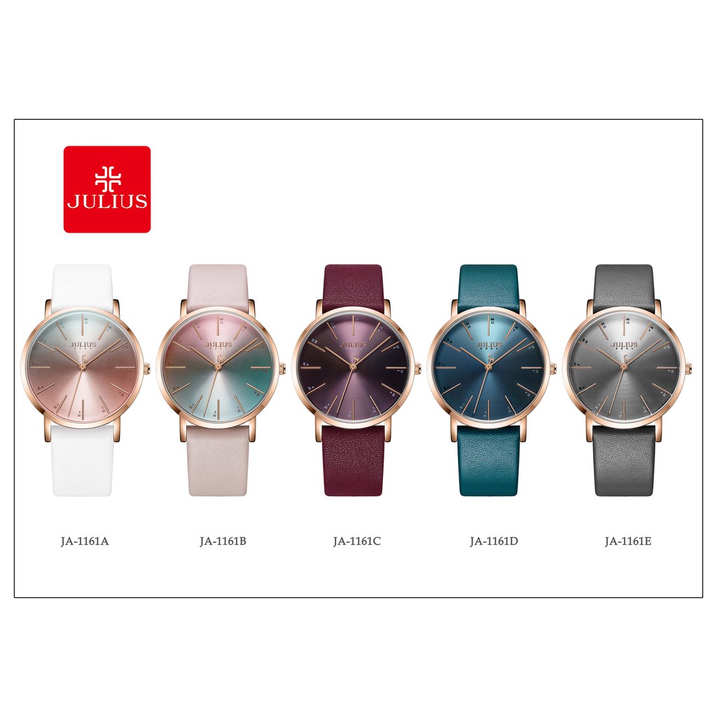 Đồng hồ nữ JA-1161E Julius Hàn Quốc dây da (xám)