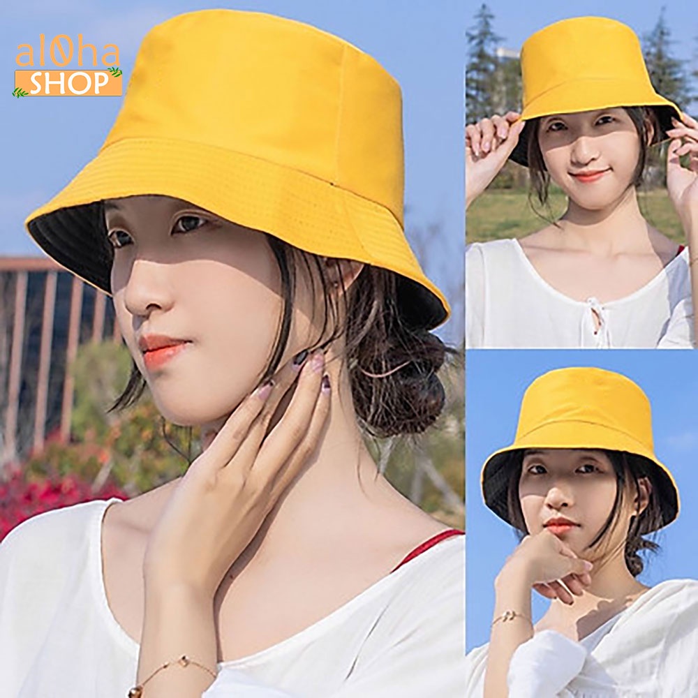 Nón bucket 2 mặt vành tròn trơn - mũ tai bèo Ulzzang phong cách, cá tính Unisex nam nữ - al0ha Shop