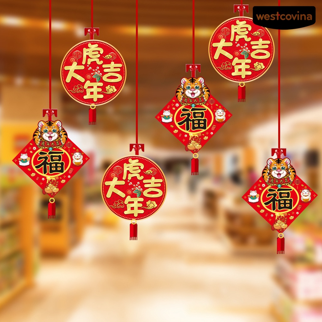 Set 6 phụ kiện treo trang trí mừng năm mới phong cách truyền thống