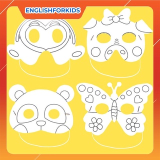 Mặt nạ tô màu hình con vật cho bé 2+, 14-24 cm - English For Kid