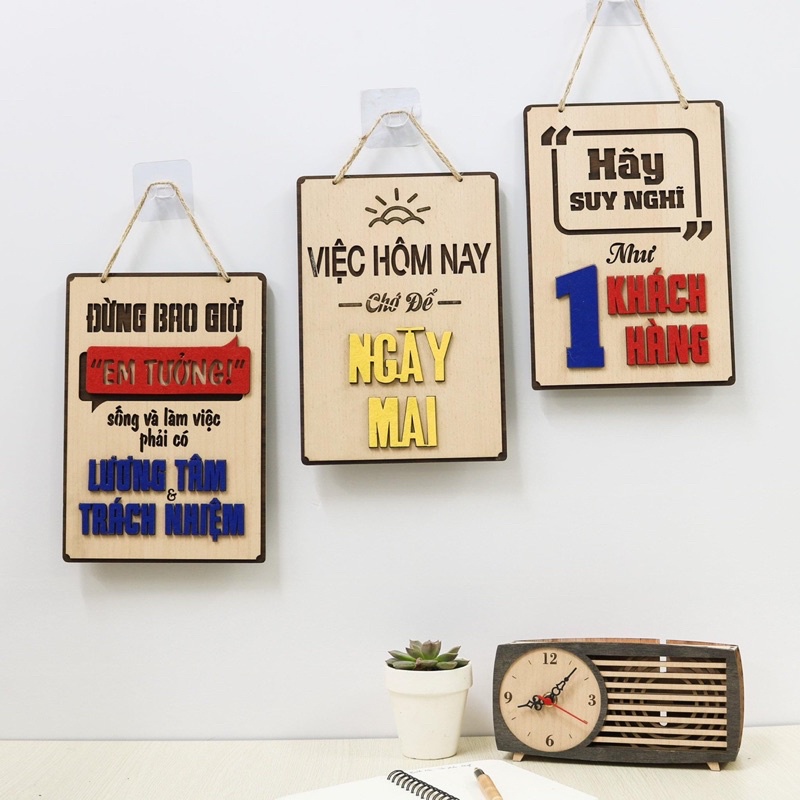 Bảng gỗ khẩu hiệu decor trang trí văn phòng, công ty, phòng làm việc tạo động lực và làm quà tặng