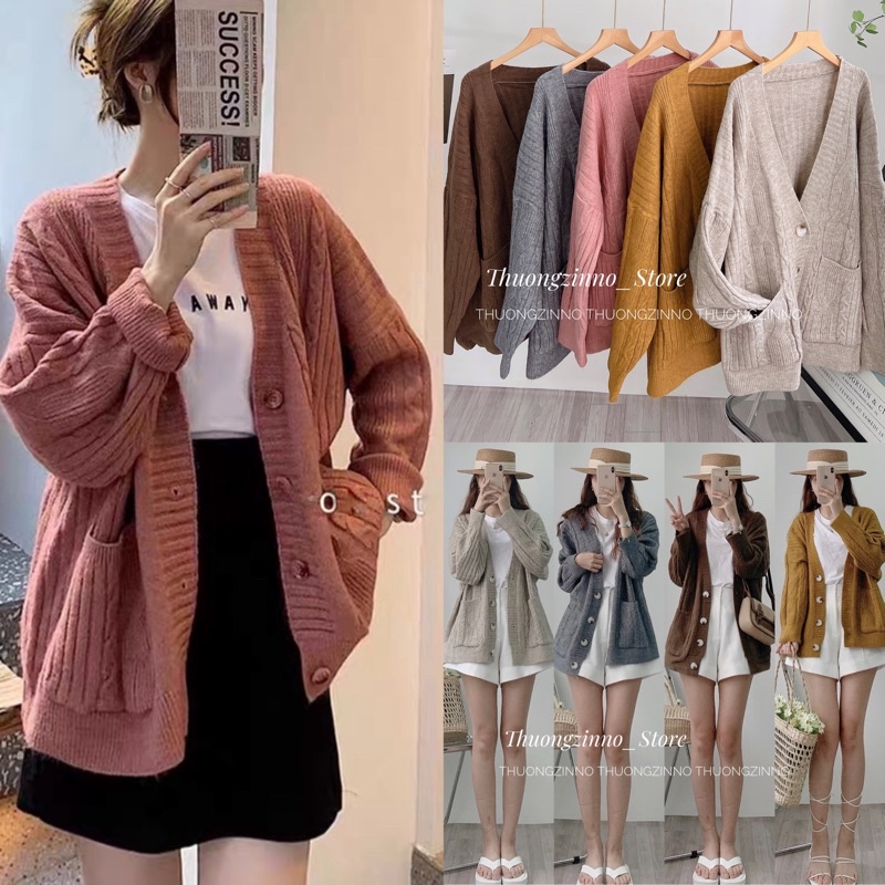 Áo khoác Cadigan dáng dài len thừng form RỘNG OVERSIZE, ÁO LEN CHẤT ĐẸP khoác ngoài
