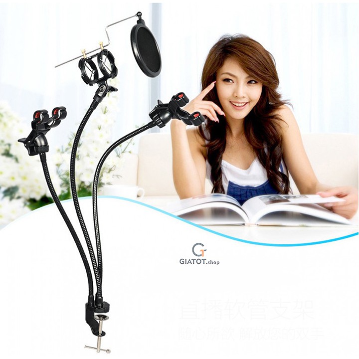 [BẢN NÂNG CẤP] Bộ micro thu âm cao cấp BM900 + sound card K10 + dây livestream + Kẹp đỡ livetream và màng lọc