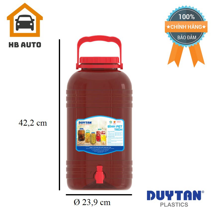 Bình PET Đựng Nước Tròn Có Vòi 15 Lít Duy Tân  No.626 chất liệu nhựa P.E.T chính phẩm