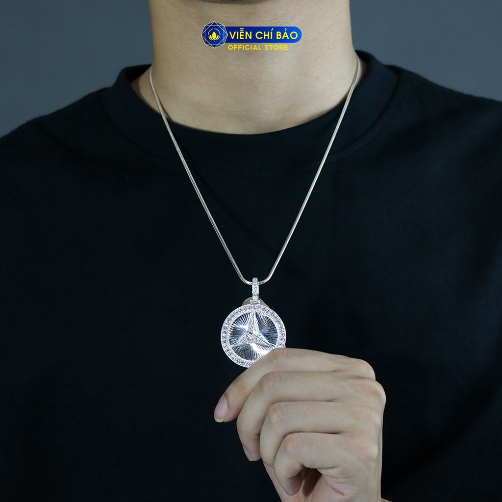Mặt dây chuyền nam mercedes đính đá chất liệu bạc 925 thời trang phụ kiện trang sức Viễn Chí Bảo M300328