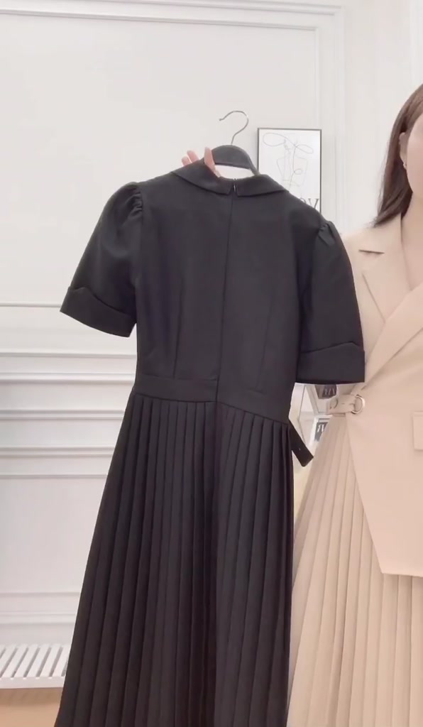 Đầm vest công sở Nhật Vy dập ly tay dáng dài chất lụa sọc gân phù hợp dự tiệc sang chảnh - D2724 | BigBuy360 - bigbuy360.vn