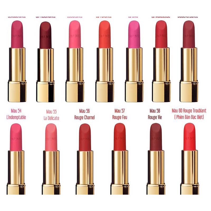 Son Chane Rouge Allue Velvet - màu 42 43 46 51 56 57 58 63 64 66 96 99 108 128 136 138 152 169 172 184