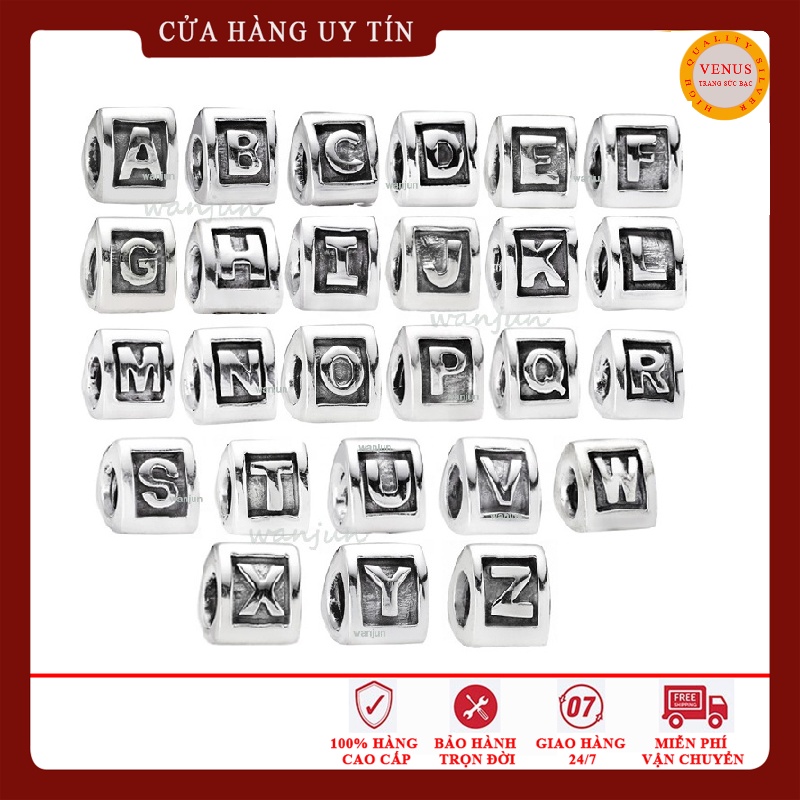 Charm chữ cái- Bạc 925 cao cấp- Trang sức bạc Venus