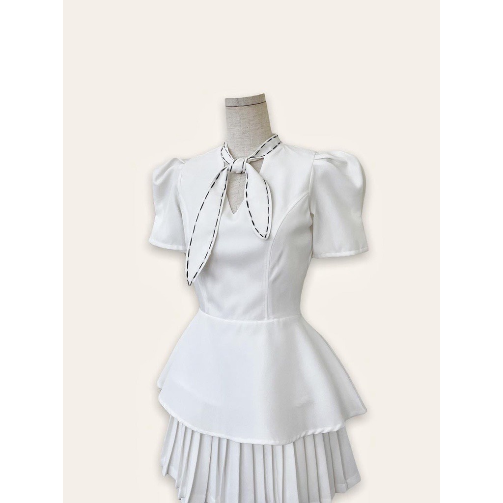 Set áo Peplum chân váy ⚡ TOP BÁN CHẠY ⚡ Áo Peplum chỉ nổi phối kèm chân váy siêu xinh, chất liệu cao cấp H4