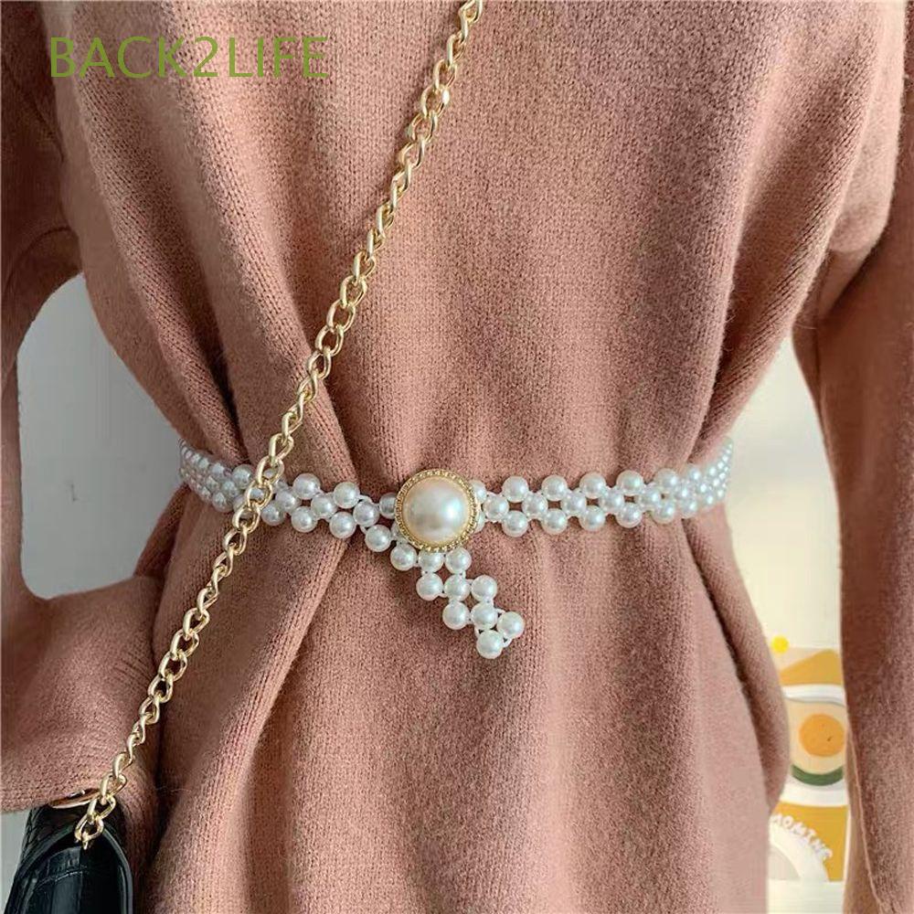 Thắt Lưng Đính Nơ Và Ngọc Trai Giả Thời Trang Hàn Quốc Cho Nữ|Trang Trí Váy