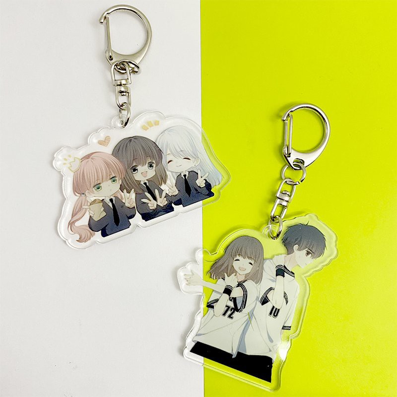 ( Mica trong acrylic ) Móc khóa CON TIM RUNG ĐỘNG in hình anime chibi manhua xinh xắn đáng yêu