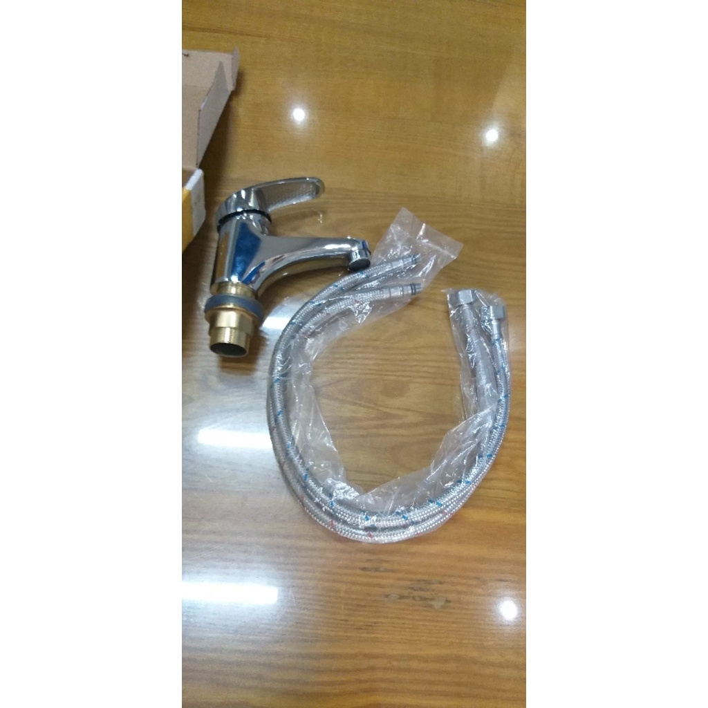 Vòi lavabo nóng lạnh Đồng mạ Chrome (Trắng bạc)