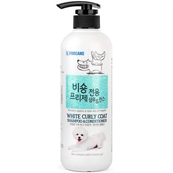 FORCANS _ Dầu gội dành cho chó lông xoăn màu trắng 550ml