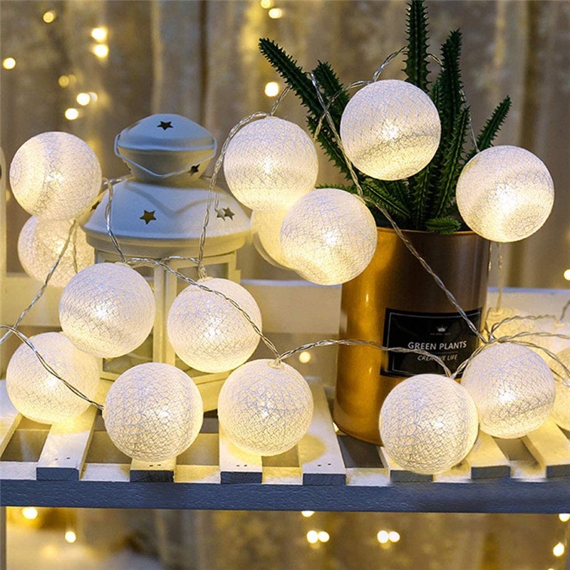 Dây đèn LED 5M OSIDEN hình quả bóng cotton phát sáng trang trí phòng ngủ/ giáng sinh/ tiệc cưới/ sinh nhật