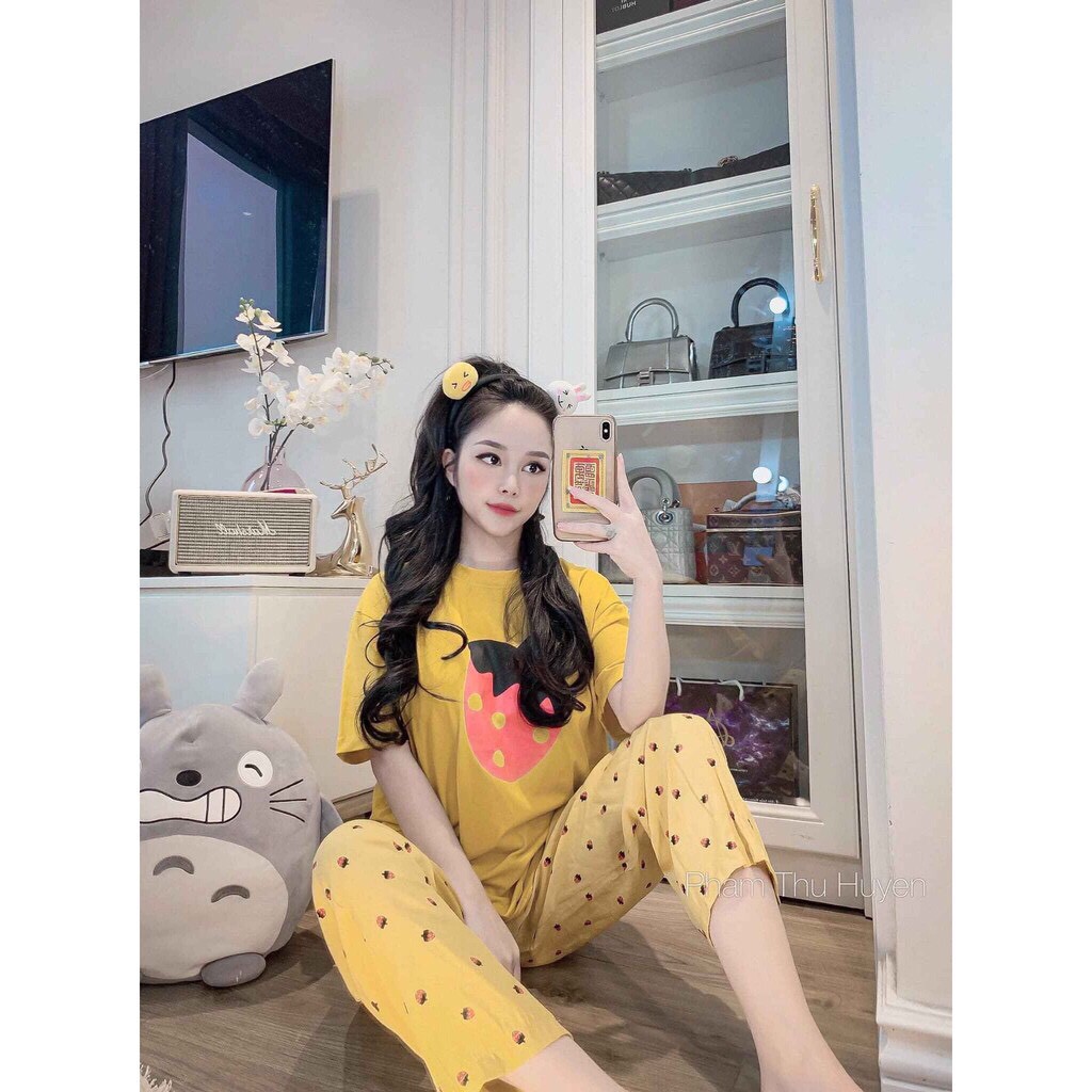 Bộ ngủ áo thun quần đũi họa tiết hoa quả nopi shop