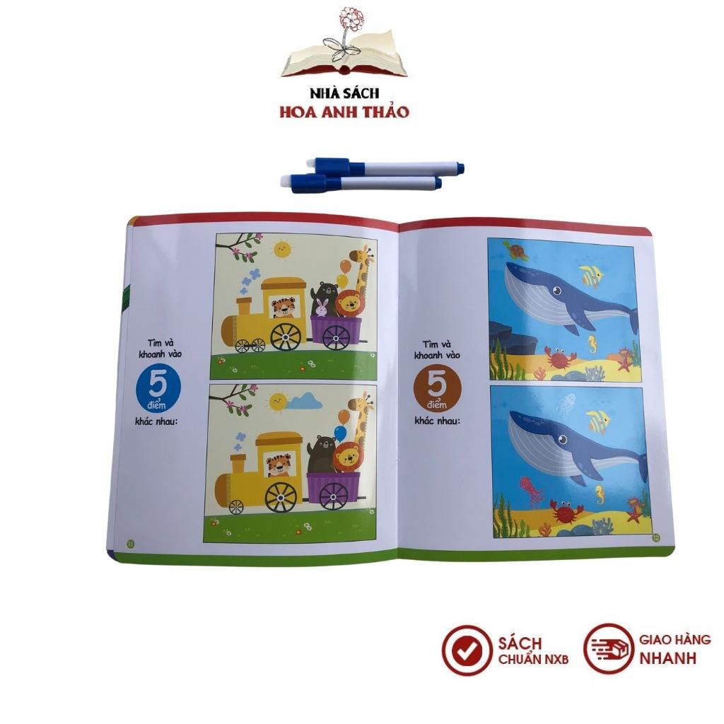 Sách Bộ Vở Viết Xóa Được - Wipe Clean - Tìm kiếm thông minh- Trờ chơi nối số (bộ 04 cuốn)