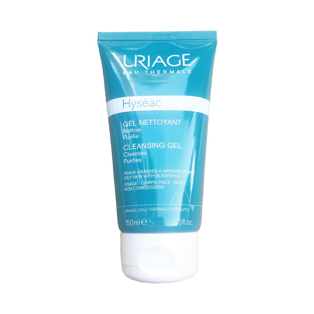 Uriage Hyseac - bộ 4 sản phẩm cho da mụn gồm sữa rửa mặt, mặt nạ và tẩy tế bào chết, kem dưỡng giảm mụn, kem chống nắng