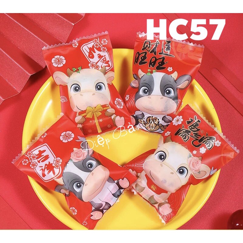 Túi đựng bánh quy/trà hoa Bò dễ thương HC57 (100c)
