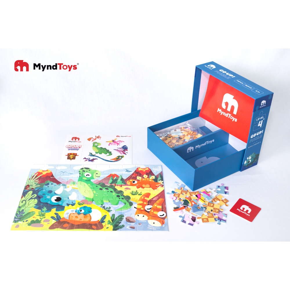 Ghép Hình Khủng Long Dino Series S (xanh) Puzzle MyndToys - Cấp Độ 4+ Cho Bé từ 3,5 Tuổi