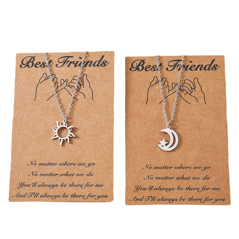 Vòng cổ Mặt Thẻ Bài Bằng Thép Không Gỉ Hình Mặt Trời Mặt Trăng Sáng Tạo Cho Nữ